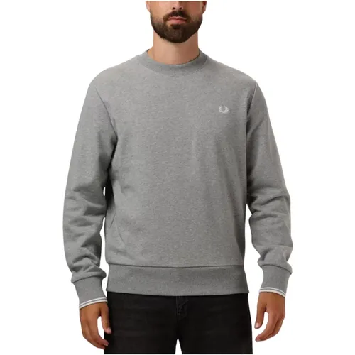 Herren Crew Neck Sweatshirt in Grau , Herren, Größe: L - Fred Perry - Modalova