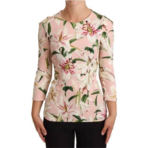 Rosa Lily Print Taillierte Bluse - Dolce & Gabbana - Modalova