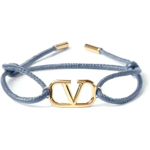 Grey VLogo Signature Leather Bracelet , male, Sizes: ONE SIZE - Valentino Garavani - Modalova