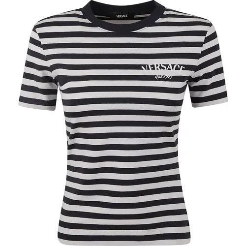 T-Shirts und Polos mit Nautischen Streifen , Damen, Größe: S - Versace - Modalova