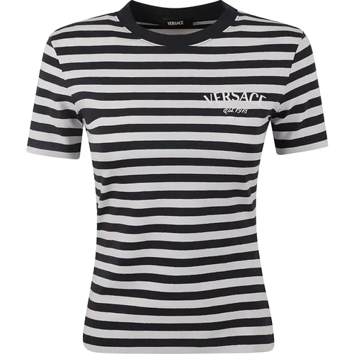 T-Shirts und Polos mit Nautischen Streifen , Damen, Größe: XS - Versace - Modalova