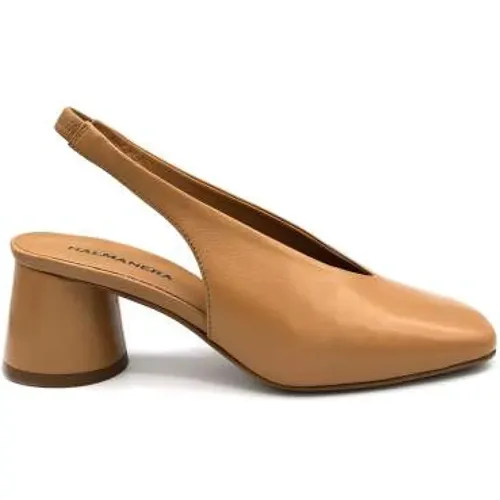 Round Toe Leather Slingback Caramel , female, Sizes: 3 UK, 5 UK, 6 UK, 7 UK, 8 UK, 4 UK - Halmanera - Modalova