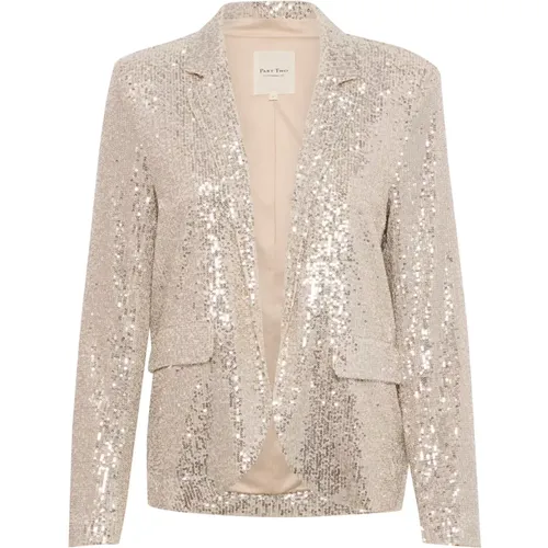 Sequin Blazer with Classic Collar and Flap Pockets , female, Sizes: 2XL - Part Two - Modalova