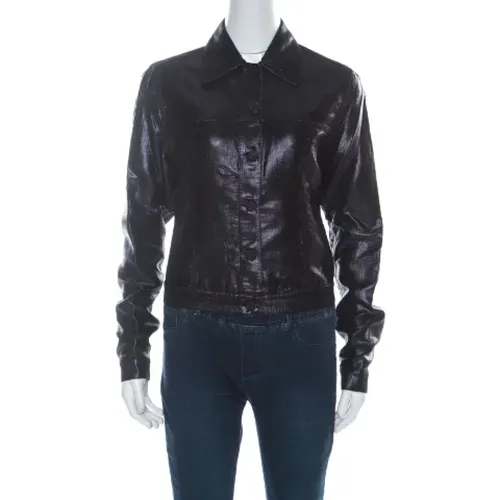 Pre-owned Leather outerwear , female, Sizes: 5 UK - Gucci Vintage - Modalova