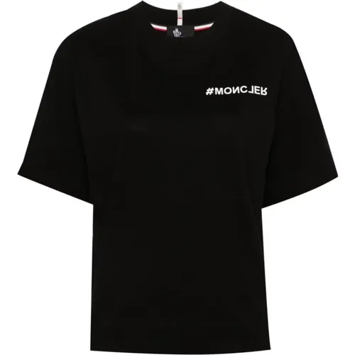 Schwarzes Logo T-Shirt Leichtes Jersey , Damen, Größe: XS - Moncler - Modalova