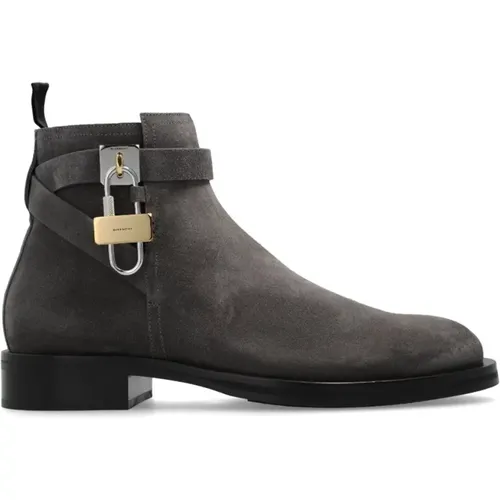 Grey Suede Boots with 4G Motif , male, Sizes: 11 UK, 8 UK - Givenchy - Modalova