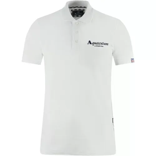 Elegantes weißes Baumwoll-Poloshirt mit kontrastierendem Logo - Aquascutum - Modalova