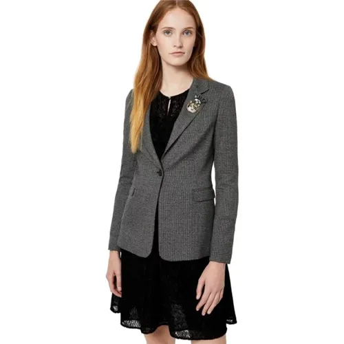 Pied-de-Poule Blazer mit Abnehmbarer Steinbrosche , Damen, Größe: M - Liu Jo - Modalova