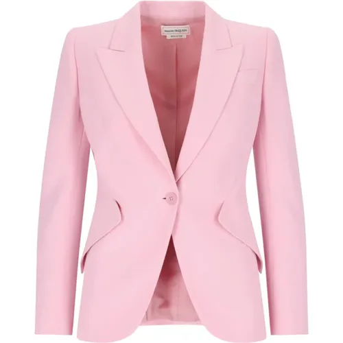 Rosa Blazer mit Revers und Knopfverschluss - alexander mcqueen - Modalova