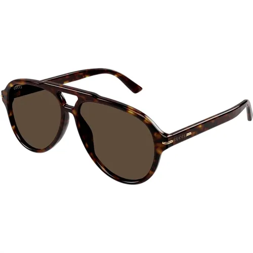 Dark Havana Sunglasses,/Grey Sunglasses,Stylish Grey/Blue Sunglasses,Schwarze/Hellgraue Sonnenbrille - Gucci - Modalova