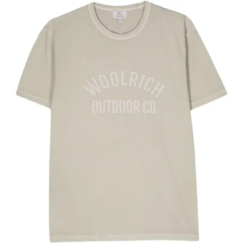 Versatile Jersey T-shirt with Unique Finish , male, Sizes: S, L, M - Woolrich - Modalova