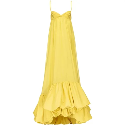 Pleated Dress with Ruffle Hem , female, Sizes: 2XS - pinko - Modalova