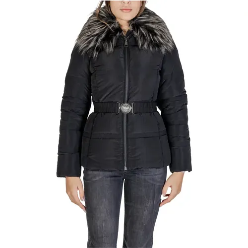 Schwarze Reißverschlussjacke Herbst/Winter Frauen , Damen, Größe: M - Guess - Modalova