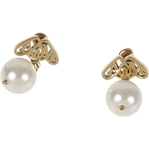 Golden Seal Logo Pearl Earrings , female, Sizes: ONE SIZE - alexander mcqueen - Modalova