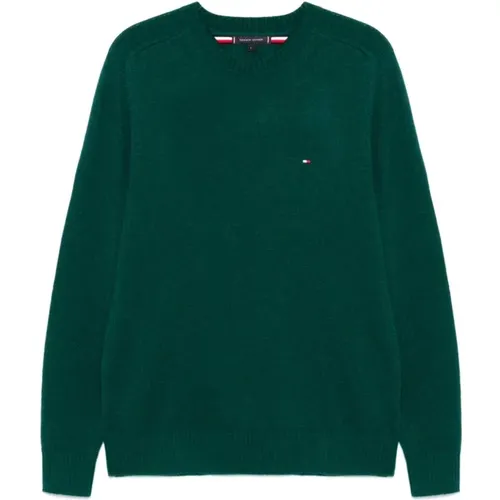 Waldgrüner Wollstrickpullover , Herren, Größe: L - Tommy Hilfiger - Modalova