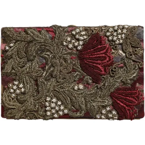 Goldrahmen Abend Clutch Maroon Samt - Dolce & Gabbana - Modalova