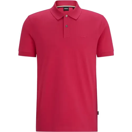 Bio-Baumwolle Pallas Polo Shirt Dunkelrosa , Herren, Größe: L - Hugo Boss - Modalova