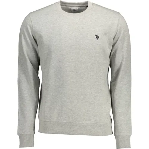 Grauer Sweatshirt mit Stickerei , Herren, Größe: 3XL - U.S. Polo Assn. - Modalova