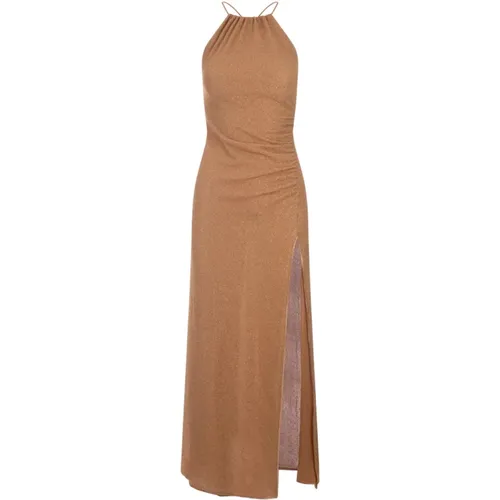 Golden Lumiere Sleeveless Dress with Side Slit , female, Sizes: M, L - Oseree - Modalova