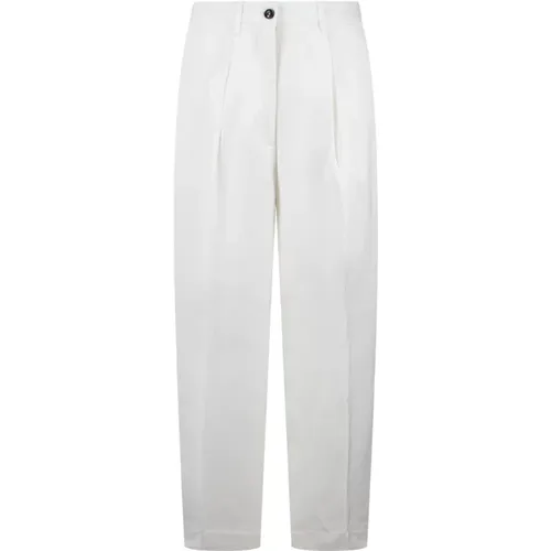Rubino Crop Trousers Viscose Linen , female, Sizes: W28, W25, W26, W27 - Nine In The Morning - Modalova
