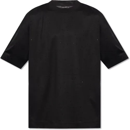 T-Shirt mit Kristallen , Herren, Größe: L - Emporio Armani - Modalova