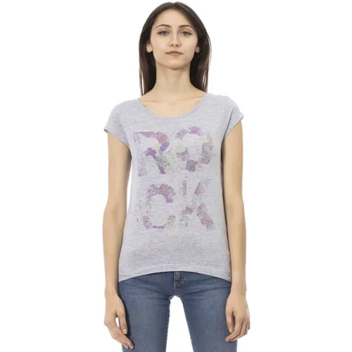 Casual T-Shirt mit kurzen Ärmeln und Rundhalsausschnitt , Damen, Größe: M - Trussardi - Modalova