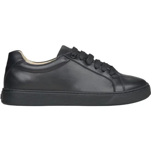 Schwarze Damen Low-Top Sneakers aus Premium Italienischem Echtem Leder Er00115552 - Estro - Modalova