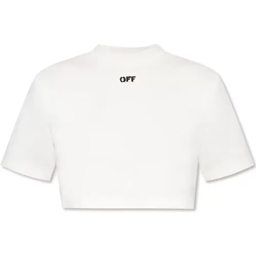 T-Shirt , Damen, Größe: M - Off White - Modalova