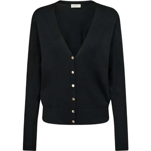 Feminine Cardigan with V-Neck and Gold Buttons , female, Sizes: XL, S, L, M - Freequent - Modalova