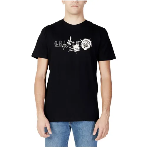 Herren Schwarzes Print T-Shirt , Herren, Größe: L - jack & jones - Modalova