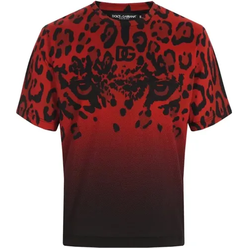 Animalier Baumwoll T-Shirt , Herren, Größe: XS - Dolce & Gabbana - Modalova