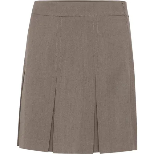 Classic Skirt Morel Melange , female, Sizes: XL - Soaked in Luxury - Modalova