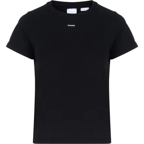 Schwarzes Basic T-Shirt , Damen, Größe: L - pinko - Modalova