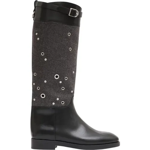Italian Leather Riding Boots , female, Sizes: 6 UK, 5 UK - Durazzi Milano - Modalova