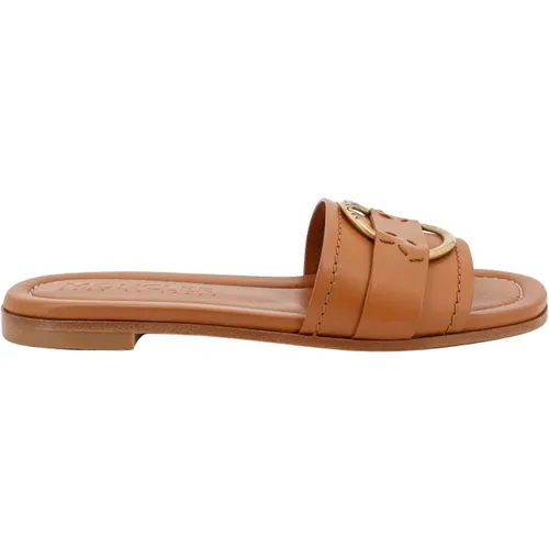 Leather Sandals with Logo , female, Sizes: 7 UK, 8 UK - Moncler - Modalova