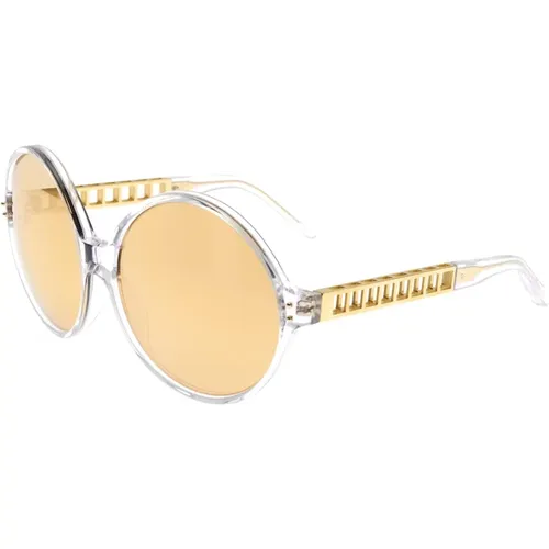 Clear Yellow Gold Sunglasses with Gold Mirror , female, Sizes: 60 MM - Linda Farrow - Modalova