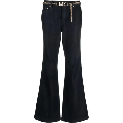 Indigo Rinse Flare Chain Belt Jeans , Damen, Größe: M - Michael Kors - Modalova