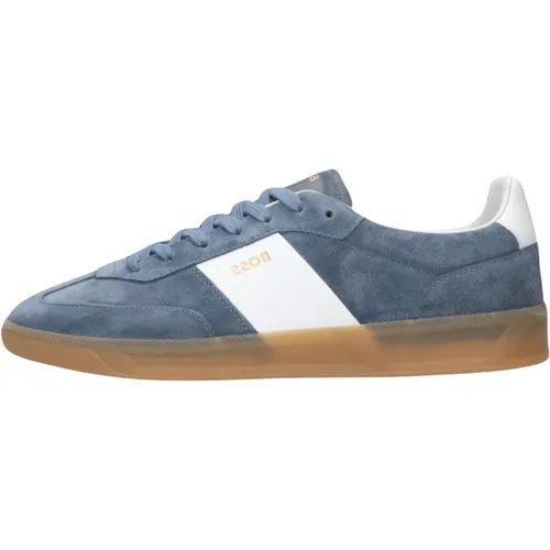 Blaue Wildleder-Sneaker mit niedrigem Schaft , Herren, Größe: 40 EU - Hugo Boss - Modalova