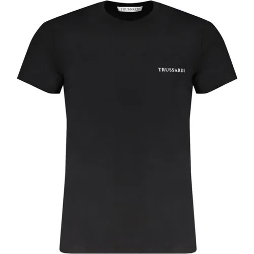 Schwarzes T-Shirt mit Logo-Print - Trussardi - Modalova