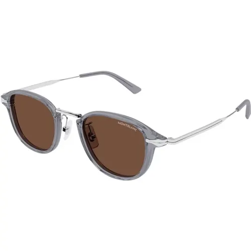 Grey Brown Sunglasses Mb0336S 004 , unisex, Sizes: 48 MM - Montblanc - Modalova