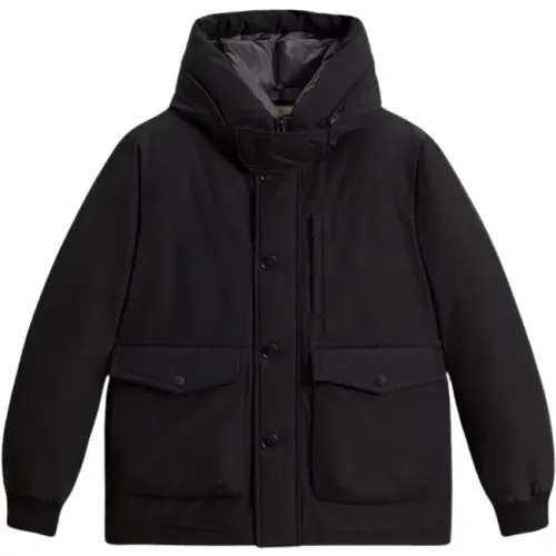 Schwarze Bomberjacke Herren Stil , Herren, Größe: M - Woolrich - Modalova