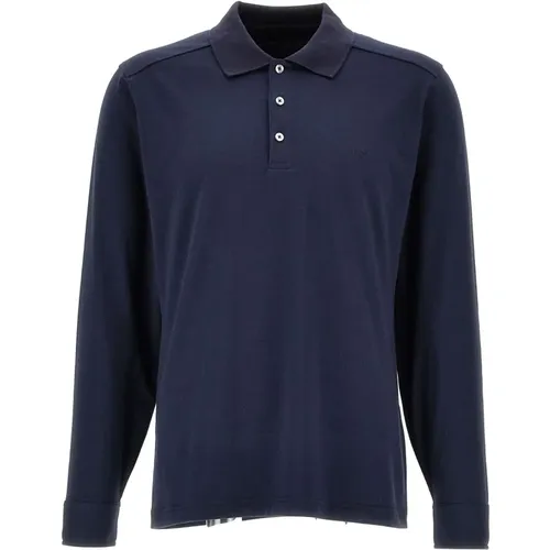 Blau Polo Shirt Jersey Textur Bestickt , Herren, Größe: XS - Fay - Modalova