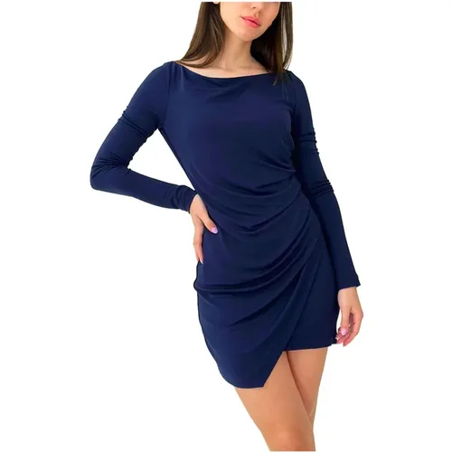 Blaues Minikleid mit Raffungsdetail , Damen, Größe: 2XS - Aniye By - Modalova
