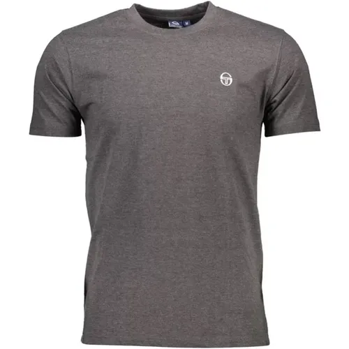 Graues Baumwoll-T-Shirt mit Logo-Stickerei , Herren, Größe: L - Sergio Tacchini - Modalova