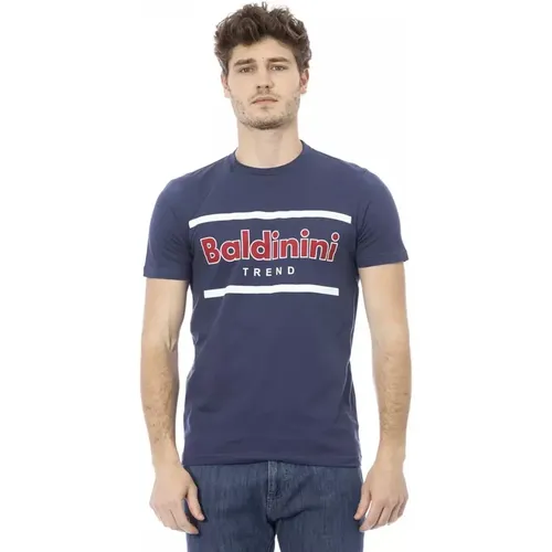 Blaues Baumwoll Trendiges T-Shirt , Herren, Größe: 2XL - Baldinini - Modalova
