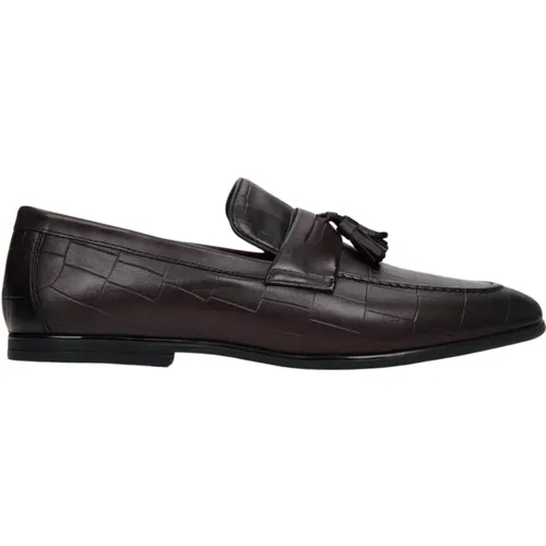 Braune Leder Slip-On Loafers , Herren, Größe: 45 EU - Estro - Modalova