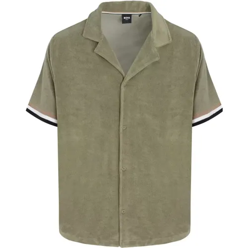 Terry Beach Shirt in Khaki , male, Sizes: M - Hugo Boss - Modalova