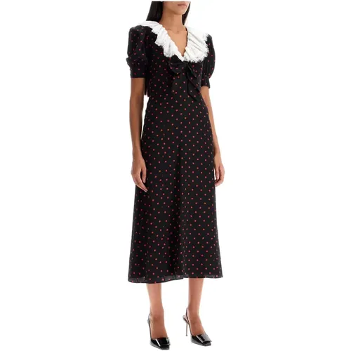 Polka Dot Silk Midi Dress , female, Sizes: XS, 2XS - Alessandra Rich - Modalova