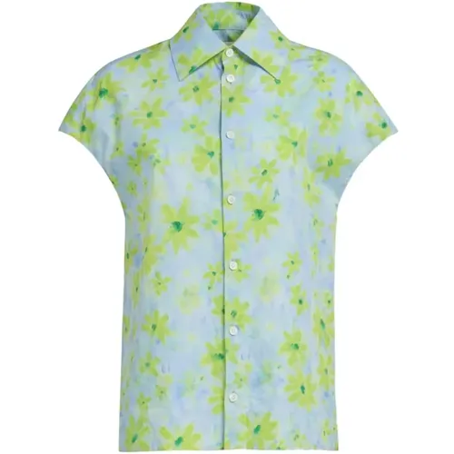 Floral-print cotton shirt , female, Sizes: M, XS - Marni - Modalova