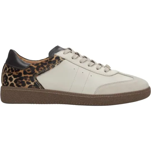 Damen Beige Leopard Print Sneakers aus Italienischem Echtem Leder Er00115840 , Damen, Größe: 36 EU - Estro - Modalova